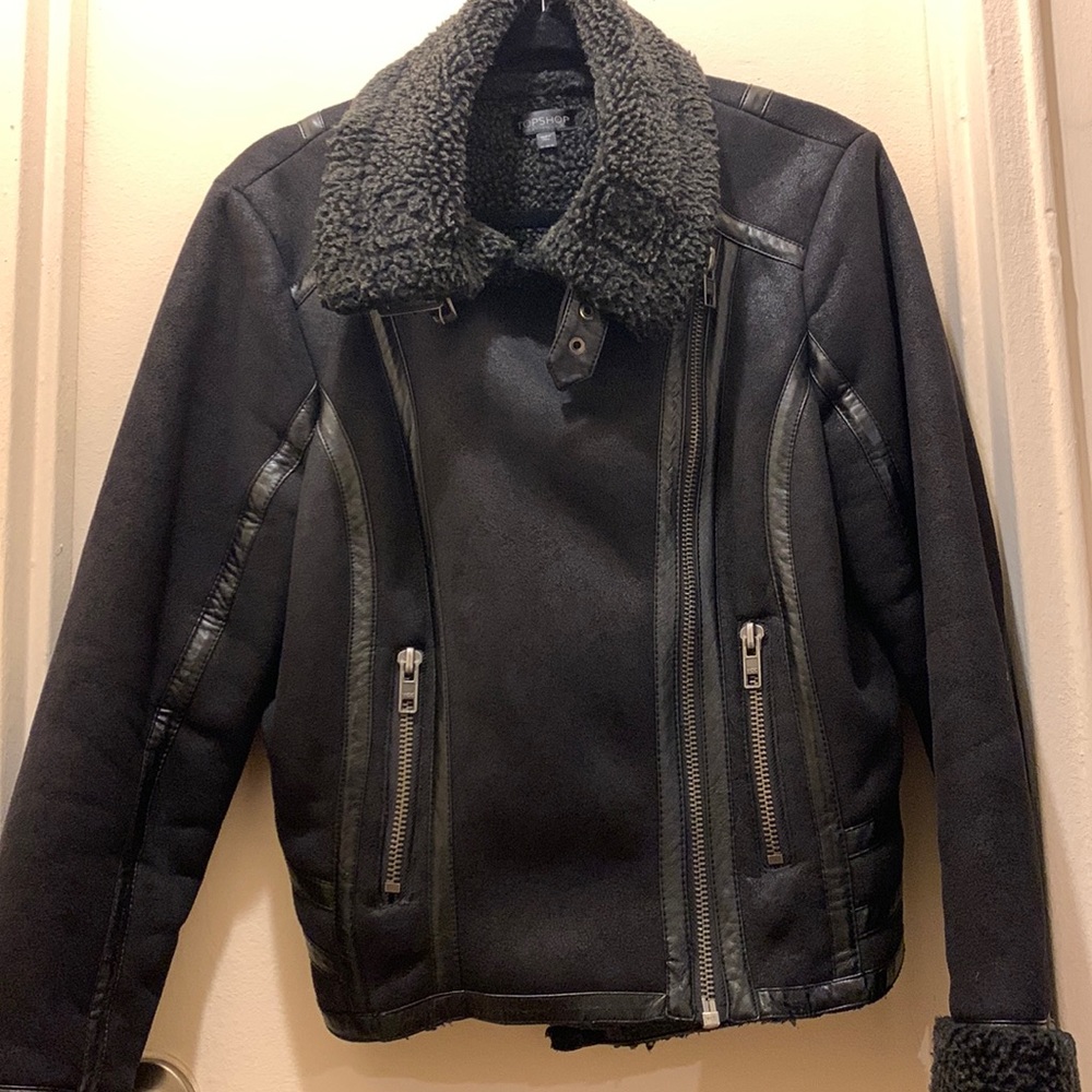 Topshop Shearling Moto Jacket *MOVING SALE